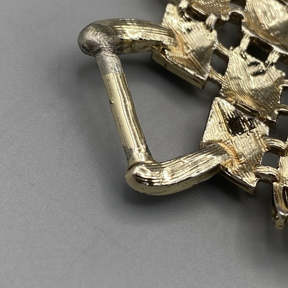 Vintage Wide Coro Pegasus Bracelet Gold Tone Fringe Edge 7.5in Panel Link Signed - Picture 7 of 7